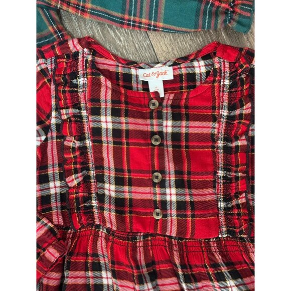 CHRISTMAS TODDLER GIRL DRESSES SIZE 4 BUNDLE 2 PLAID LONG SLEEVE SANTA EMBROIDER - Picture 3 of 9